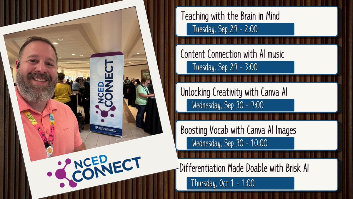 TechEdCC's tweet photo. At NCEdConnect with @ncpublicschools and @ncdpiDTL talking about @CanvaEdu, @briskteaching, and @suno. #ncedconnect. https://t.co/nTsXu7ercP