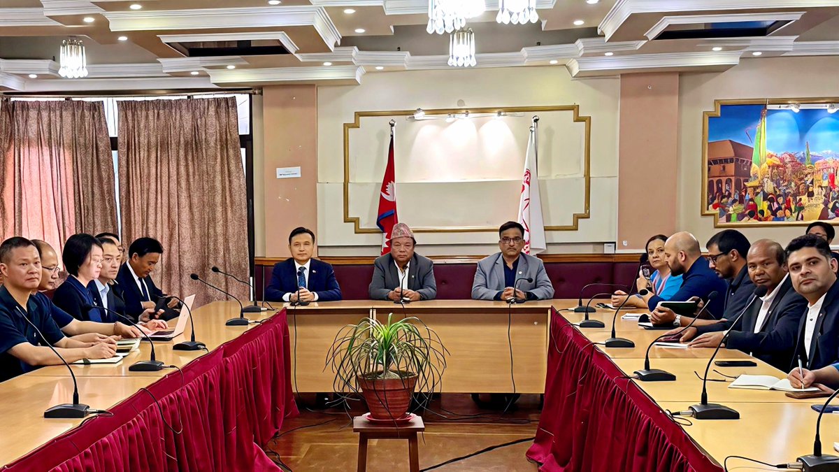 PRCAmbNepal's tweet photo. Pleased to attend the Appreciation Ceremony for Chinese DNA and forensic identification experts organized by NAST with Hon. Minister Mahabir Pun today. We truly appreciate Chinese experts’ excellent work and special contributions. The close cooperation between Chinese and Nepali experts once again vividly demonstrates the traditional friendship between the two countries.