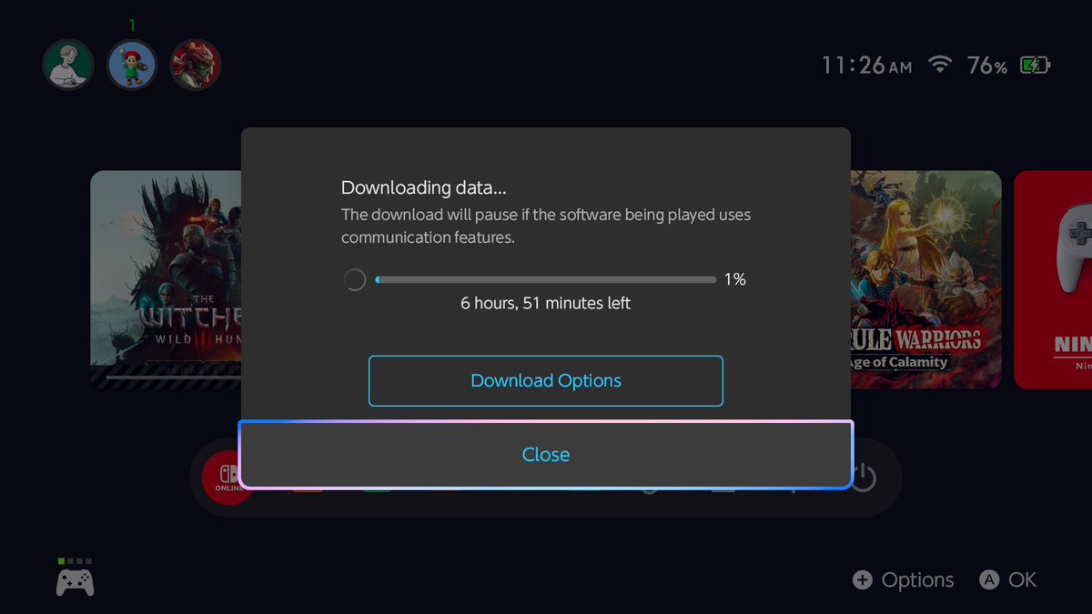 Bounzo_'s tweet photo. Is this a joke 😅

Trying to download the Switch 2 patch for Witcher 3 and I’m stuck with a 6hour download.

TS can’t be real https://t.co/5xEwCbKwSe