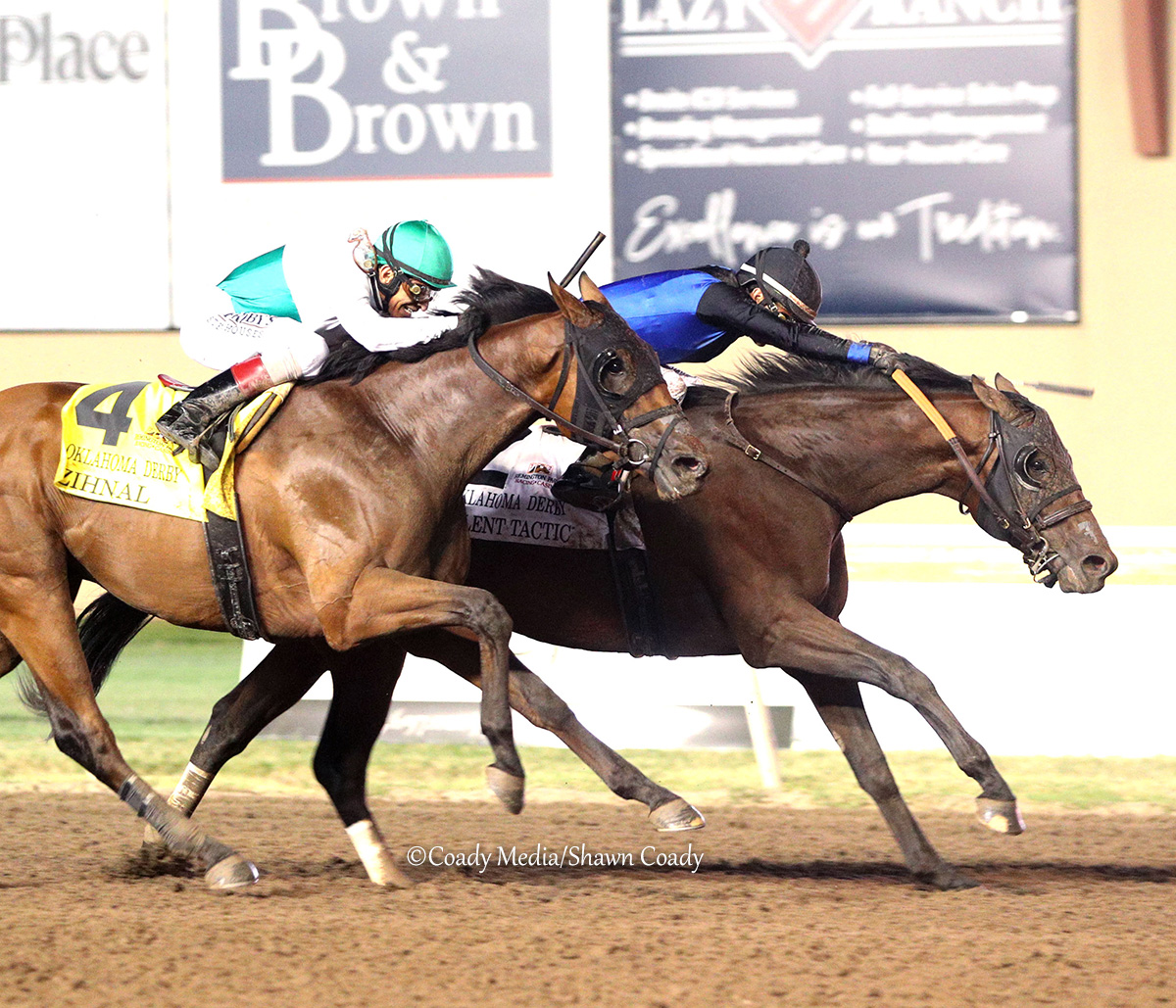 theTDN's tweet photo. SILENT TACTIC 🏆 The Mark Casse trainee got back to his winning ways with a battle to the wire in Sunday night's $400,000 GIII Oklahoma Derby at Remington Park.

Battling desperately with Zihnal down the lane, with neither giving an inch, Silent Tactic ultimately prevailed by neck to secure a second graded stakes victory in his nine-start career.

"We broke clean in the race, and I was able to cut the corner at the quarter pole," said @jose93_ortiz. "That was a game changer."

The 3-year-old son of Tacitus improved his record to 3-4-1 with $1,359,422 in career earnings.
