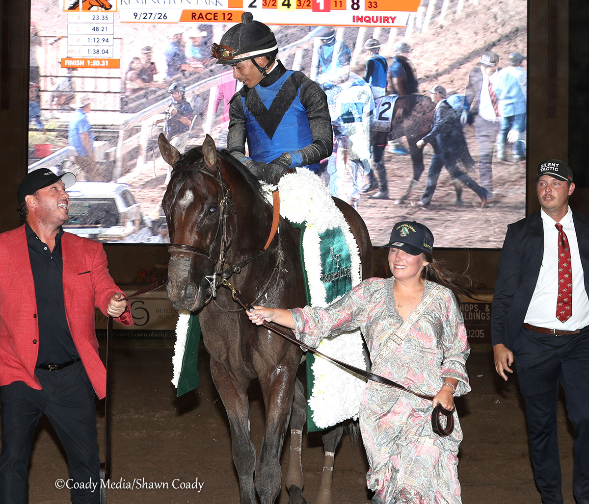theTDN's tweet photo. SILENT TACTIC 🏆 The Mark Casse trainee got back to his winning ways with a battle to the wire in Sunday night's $400,000 GIII Oklahoma Derby at Remington Park.

Battling desperately with Zihnal down the lane, with neither giving an inch, Silent Tactic ultimately prevailed by neck to secure a second graded stakes victory in his nine-start career.

"We broke clean in the race, and I was able to cut the corner at the quarter pole," said @jose93_ortiz. "That was a game changer."

The 3-year-old son of Tacitus improved his record to 3-4-1 with $1,359,422 in career earnings.