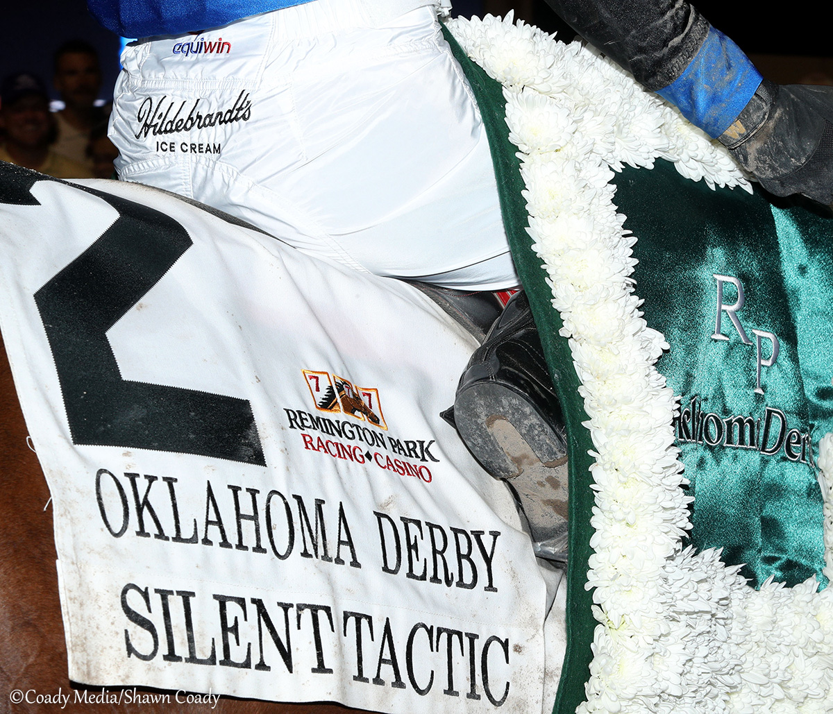theTDN's tweet photo. SILENT TACTIC 🏆 The Mark Casse trainee got back to his winning ways with a battle to the wire in Sunday night's $400,000 GIII Oklahoma Derby at Remington Park.

Battling desperately with Zihnal down the lane, with neither giving an inch, Silent Tactic ultimately prevailed by neck to secure a second graded stakes victory in his nine-start career.

"We broke clean in the race, and I was able to cut the corner at the quarter pole," said @jose93_ortiz. "That was a game changer."

The 3-year-old son of Tacitus improved his record to 3-4-1 with $1,359,422 in career earnings.