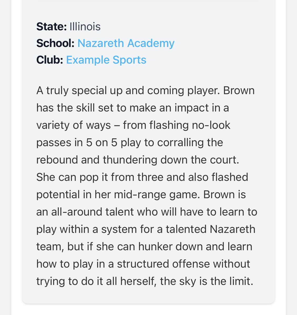 Addison_M_Brown's tweet photo. Thank you @BeccaBHoops for the write up and recognition! The combine put on by David Brown &amp; “All About Basketball Training” was great and I was lucky to be invited! Thank you ❤️ @PrepGirlsHoops @PGHIllinois @pgh_lisa https://t.co/IxKDYHhfyw