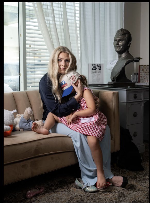 walk_by_f4ith's tweet photo. Vanity Fair dropped the Erika Kirk article. Parts of it sound like a fictional trashy novel:
“The swarm of hulking, tattooed white men who are always at her side, even when she's home, created a physical barrier around her.”
Welcome to level 33 of the emotional asset psyop 😵💫. Her bracelets being described as “Eras Tour-style” is actually hilarious.
The article does mention Candace and of course they make her a villain but at least they finally admit that she was Charlie’s close friend.
Oh and the article is behind a pay wall.
Lots of gaslighting is the best way I can describe it.