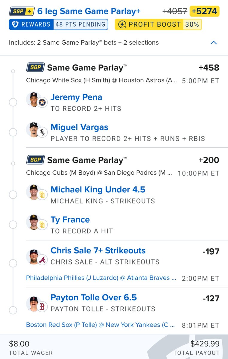 bet_philly's tweet photo. 🚨 Tuesday MLB Playoffs⚾️ 🚨
Early profit boosted mixed slip for today's Wild Card games. Play your faves solo, make your own or tail. Be responsible about it.
#gamblingX #mlbbets #mlbparlay #baseballparlay #fanduel #hitterprops #strikeoutprops #pitcherprops #samegameparlay https://t.co/xm3MJY24FV