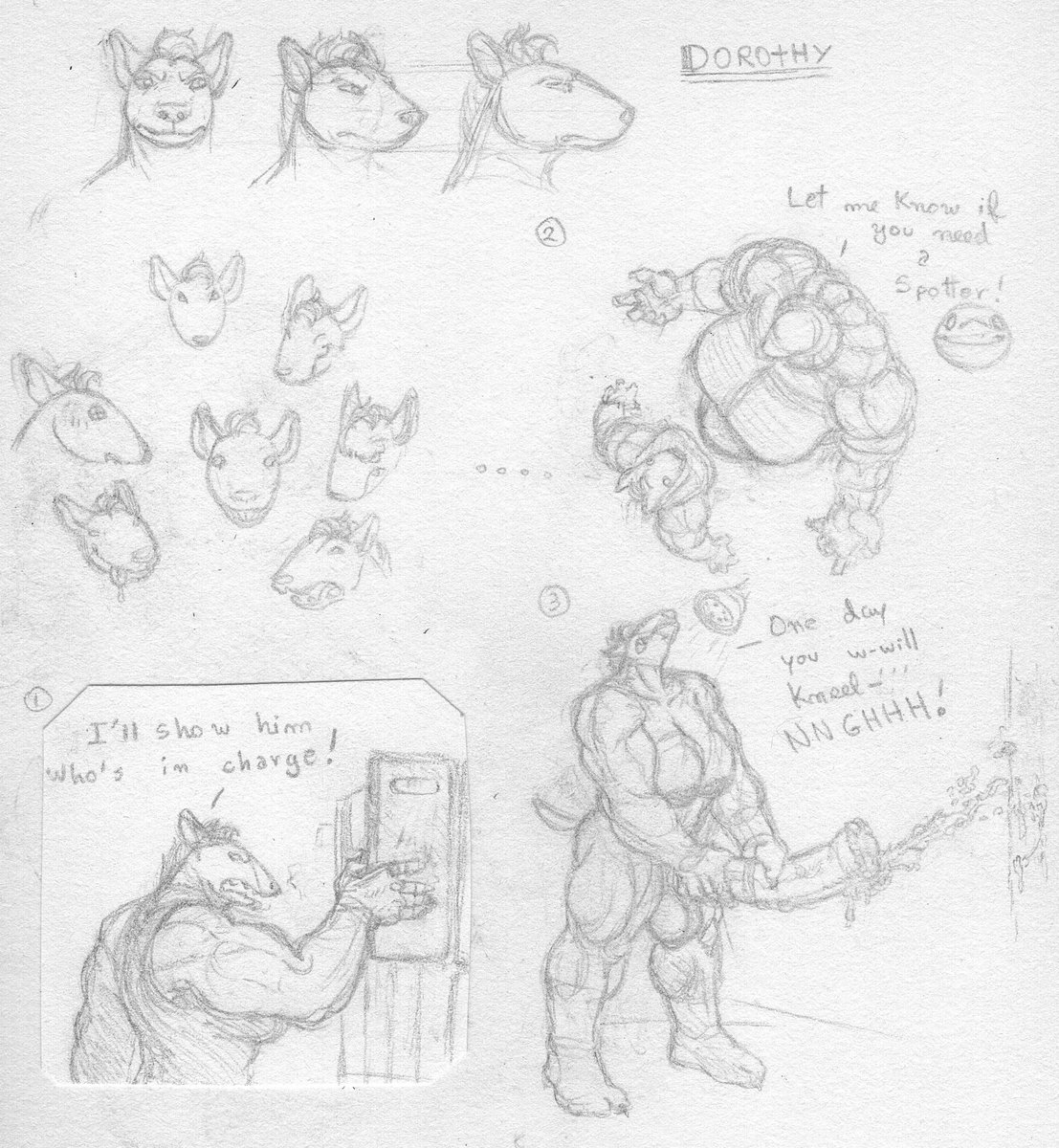 sqyoma's tweet photo. Two of four characters related to Wyatt DONE.
( Dorothy is a mix of bull terrier and horse ) https://t.co/XQfmJKP478
