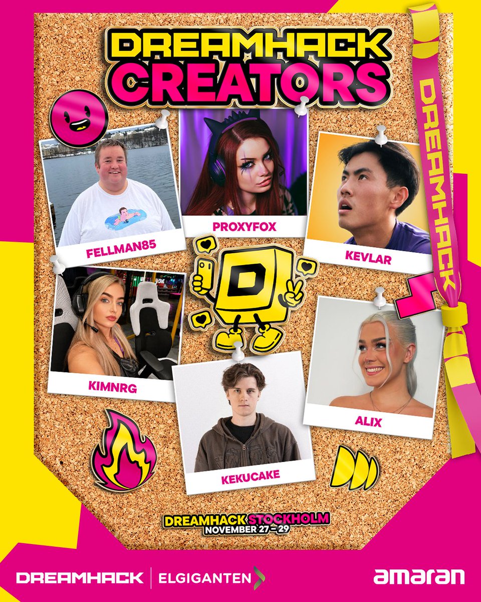 DreamHack's tweet photo. Us: We should probably stop making the creator lineup bigger
Also us: Anyway, look who’s coming 👀

@BIO19K, @TheRealKenzo, @Mystic_Lights, @zaitr0s, @yaboielina, @AlixAblaze, @proxyfox, Fabiola, ItsMadsern, GeeScot, tamstanson, Roundstr0m, Linzor, marcustechnology, Fellman85, Kevlar, KekuCake, KimNRG