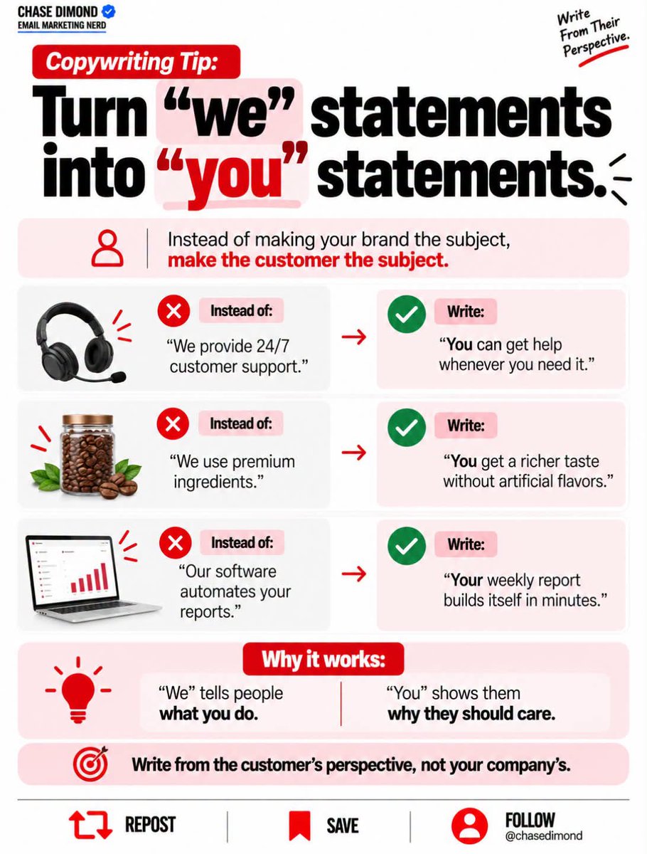 ecomchasedimond's tweet photo. Turn ‘We’ Statements into ‘You’ Statements: https://t.co/KmzRD0e7Go
