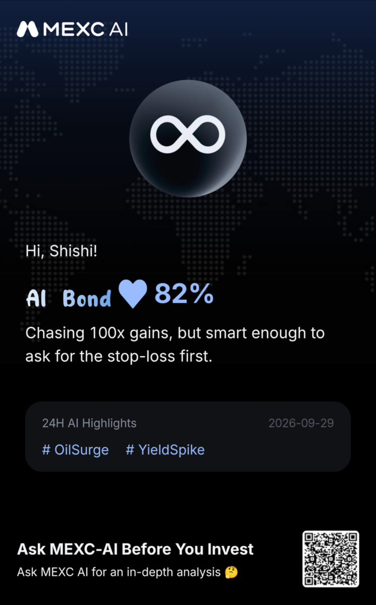 privateblankx's tweet photo. AI Bond: 82% 💝
Oil surge? Yield spike? 📈 Stay informed. Stay sharp. Trade smarter.

 #TradingTakesTwo
 #MEXCEventRocks
 #MEXC https://t.co/7CglRZWHed