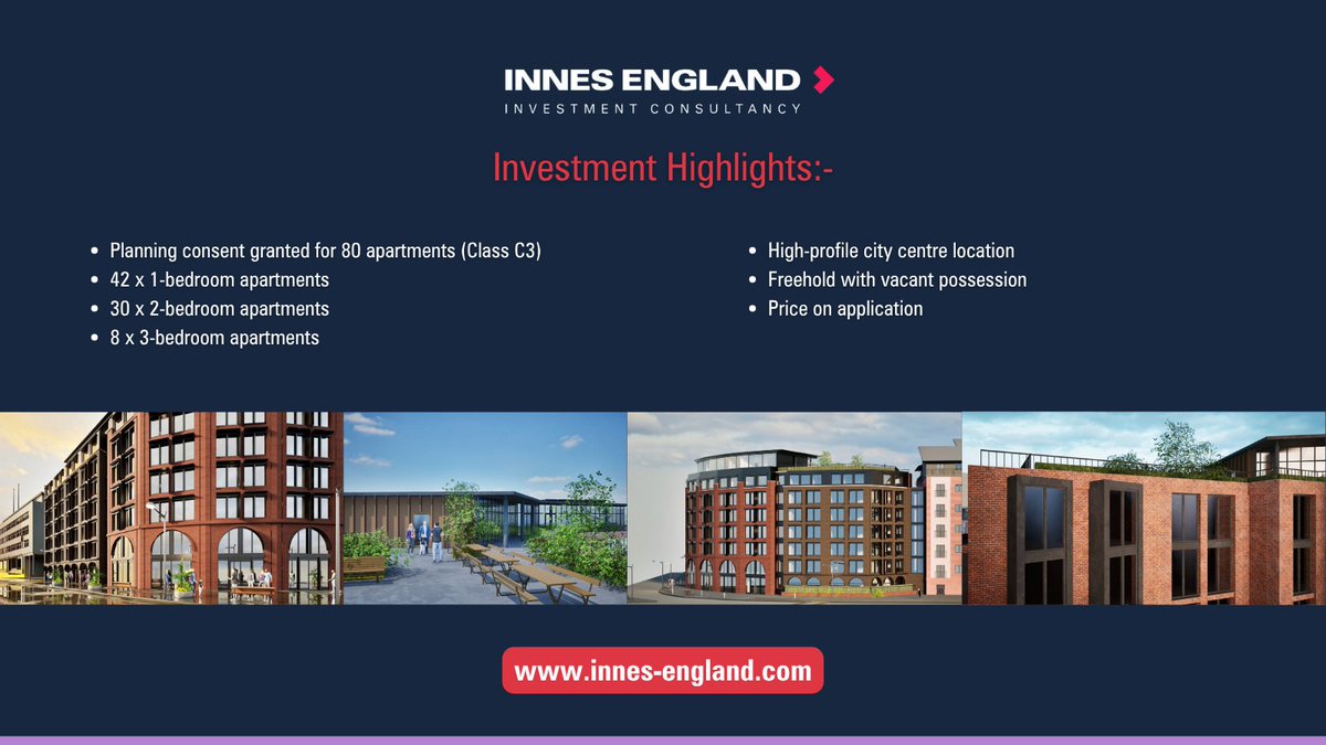 InnesEngland's tweet photo. RESIDENTIAL DEVELOPMENT OPPORTUNITY | #LEICESTER

0.378-acre city centre site with planning consent for 80 apartments.

🔹 Prominent location
🔹 Freehold
🔹 Vacant possession

For further information, contact Aman Verma or Matthew Hannah https://t.co/XCuSIDWWRW