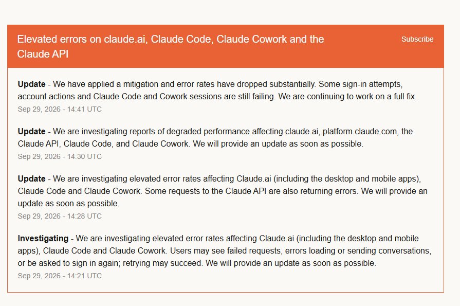 MehdiCade's tweet photo. 🚨 CRAZY CLAUDE OUTAGE RUMOR 💀

A rumor is circulating that an unreleased OpenAI model somehow hacked Anthropic’s infrastructure and caused Claude to go down.

Anthropic has confirmed a service outage affecting Claude, Claude Code, Cowork, and its API, while the cause has not been publicly disclosed. 

If this rumor turns out to be true… 💀

What the hell is happening in the AI labs right now?