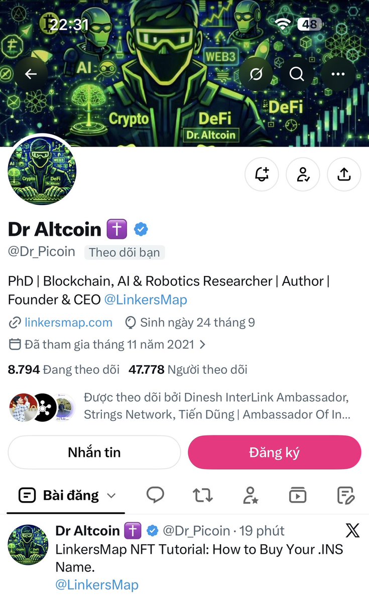 mrtrinhcrypto's tweet photo. I have worked with Dr. Altcoin and found him to be a good person. Linkermap is a project he has been nurturing for a long time. So, if possible, please support him and Linkermap.
#interlink #itlg #itl #linkermap #draltcoin @Dr_Picoin @LinkersMap @inter_link https://t.co/s7MVbUua47