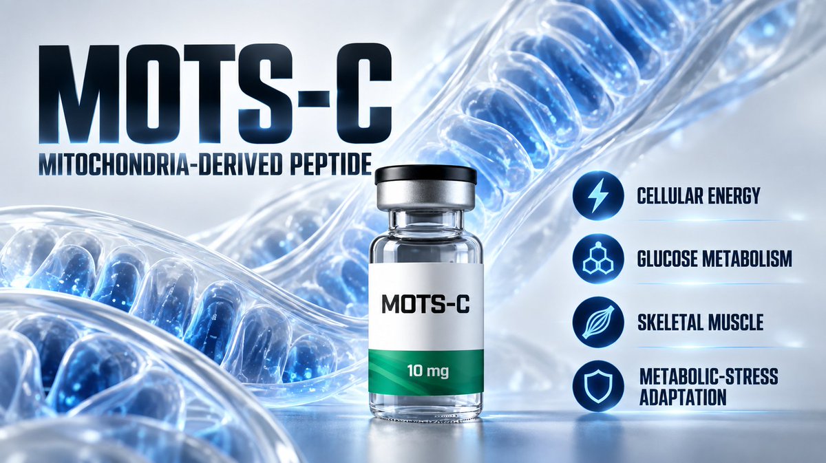 enhanced_info1's tweet photo. MOTS-C is a mitochondria-derived peptide linked to the way cells manage energy.

Research focuses on its role in glucose metabolism, skeletal muscle activity and adaptation to metabolic stress—making it an increasingly popular peptide in metabolic and performance research. https://t.co/mhtlP2b6tx