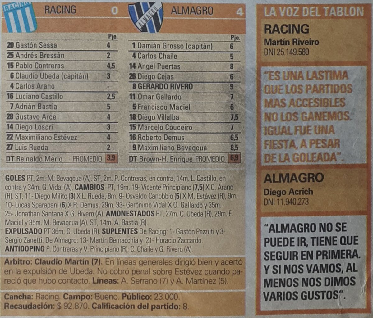 Flaco__RC's tweet photo. Abril del 2001, Racing perdió de local 0-4 con Almagro.  Íbamos últimos.

No paramos de cantar. 
Recuerdo que el equipo se fue aplaudido.

Nací de Racing, pero ese día, confirmé mi amor para siempre. En las malas, siempre con vos. 
Te amo Acade! https://t.co/MIFRFARzBE