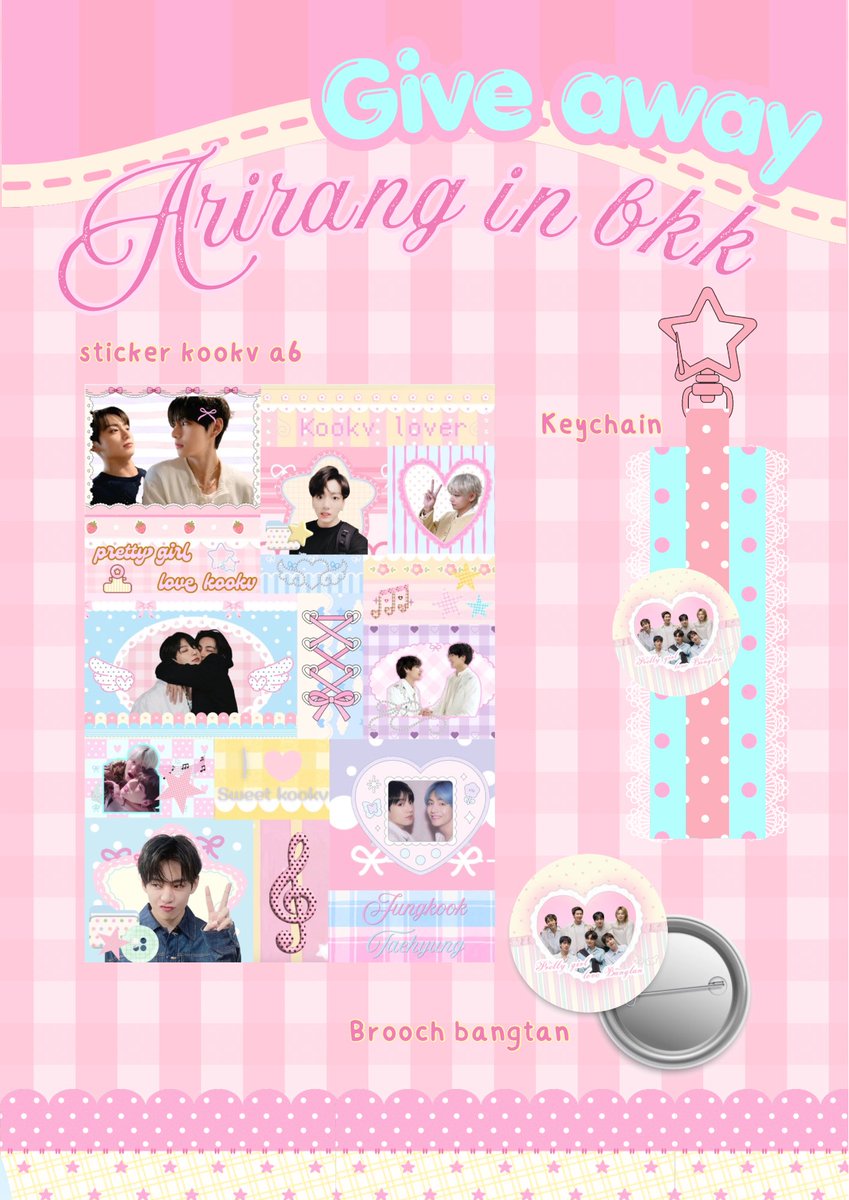 fairyeroy's tweet photo. Pls kindly rt  ˗ˏˋ ♡ ˎˊ˗
Giveaway Arirang in bkk

╭☞ date : 3 dec 2026
╭☞ location : Rajamangala national stadium 

Sticker kookv a6
Keychain 
Brooch bangtan

=͟͟͞͞♡ for exchange dm 

#BTS_WORLDTOUR_ARİRANG https://t.co/y9zeRtxiIC