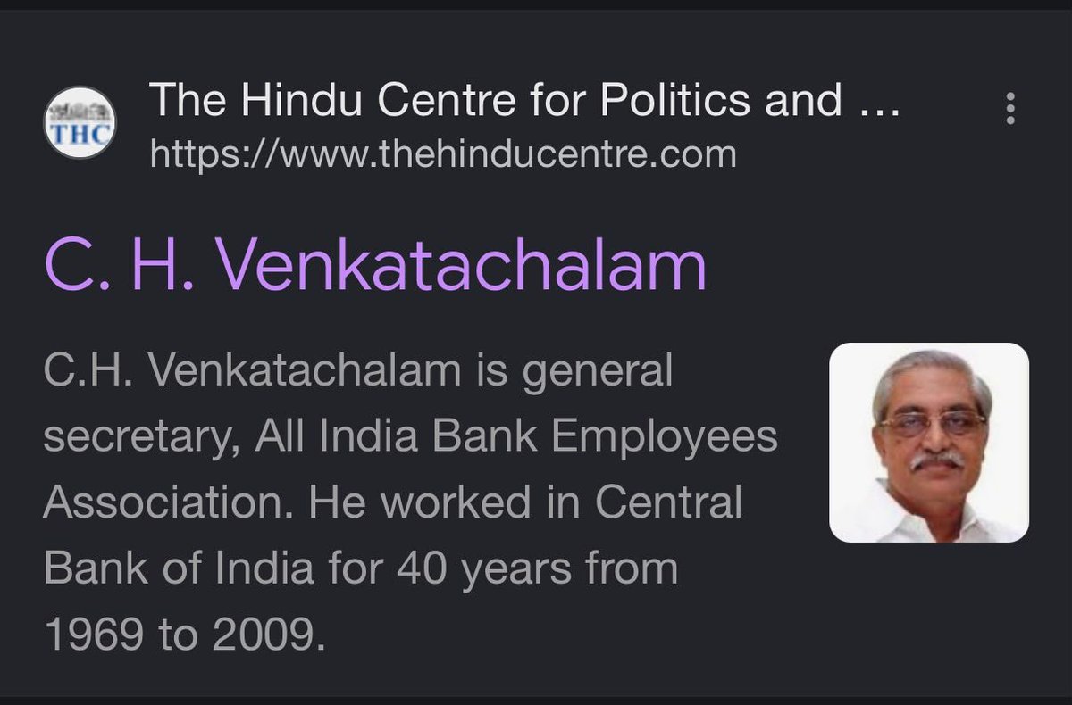 the_Right_Call_'s tweet photo. Retired in 2009. Has been General Secretary since 2005. Mr CH Venkatachalam Torch bearer of UFBU and still no intention of resigning or leaving the General Secretary Post
77 years old man running UFBU. How can he represent young Bankers and be their voice??? https://t.co/4WQHY47WLr