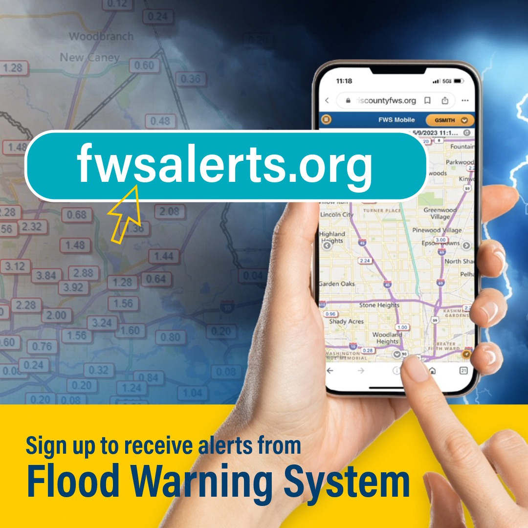 ReadyHarris's tweet photo. 🌧️#NPM2026 | When it comes to flooding, every minute matters. Flooding can happen quickly in Harris County, so make sure you have a way to get important information when you need it. Sign up for Flood Warning System alerts at https://t.co/hPzStFVQua and follow @hcfcd. https://t.co/KSNkjK1o19