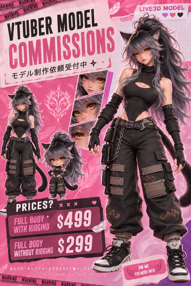 pzversedc's tweet photo. 3D VTuber commissions are officially OPEN!! 🖤✨
✦ Custom character design
✦ Facial expressions
✦ Full-body rigging available
💌 DM me if you’d like to work together ♡
RTs are super appreciated!
#VTuber #3DVTuber #VTuberCommissions #VTuberModel https://t.co/nGBH4k1ajd