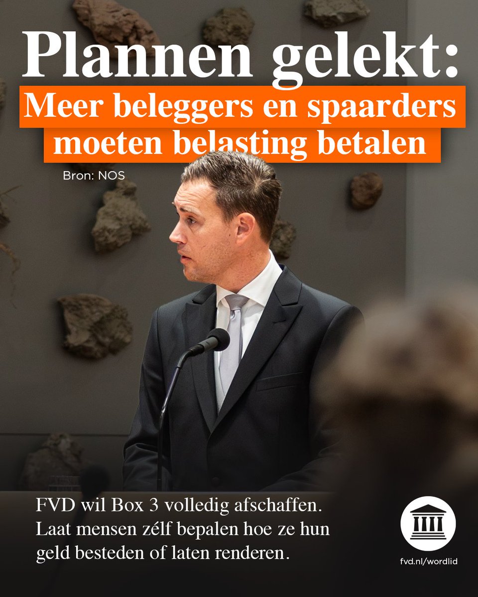 fvdemocratie's tweet photo. Wie zuinig met zijn geld omgaat, wordt door dit kabinet dubbel geraakt: éérst met een verhoogde inkomstenbelasting, daarna via Box 3.

FVD wil mínder overheidsuitgaven, lagere lasten en méér bestedingsruimte voor werkend Nederland. 

Steun onze missie! ➡️ https://t.co/VNKfQS0Exx https://t.co/y6AoS5RQ2W