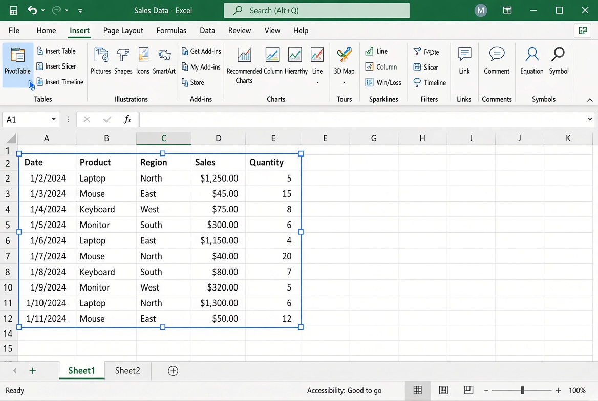 dev_awizee's tweet photo. 2/4
Step 1: Select your data
Go to:
Insert → PivotTable
Excel will create a new PivotTable for you. https://t.co/AXsI3zbDVS