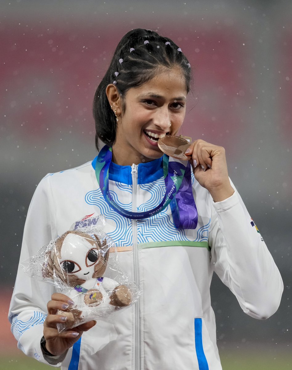 PMOIndia's tweet photo. A proud moment for Indian athletics!

Congratulations to Pooja on winning the Bronze medal in the Women’s High Jump at the Asian Games 2026. This is India’s first medal in the event at the Asian Games since over two decades. It’s truly a memorable achievement. Best wishes for her upcoming endeavours: PM @narendramodi