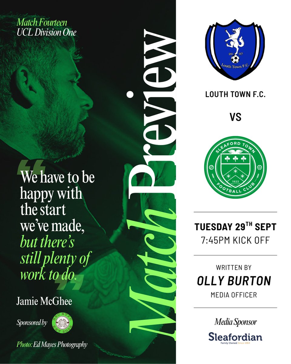 SleafordTownFC's tweet photo. 📝 MATCH PREVIEW

The Greens are back in action tonight as we make the trip to face Louth Town 💚

Read Olly Burton’s full match preview on the Sleaford Town website 👇

🔗 https://t.co/uaakBP89XR

#GreenArmy https://t.co/ugAgKCBghu