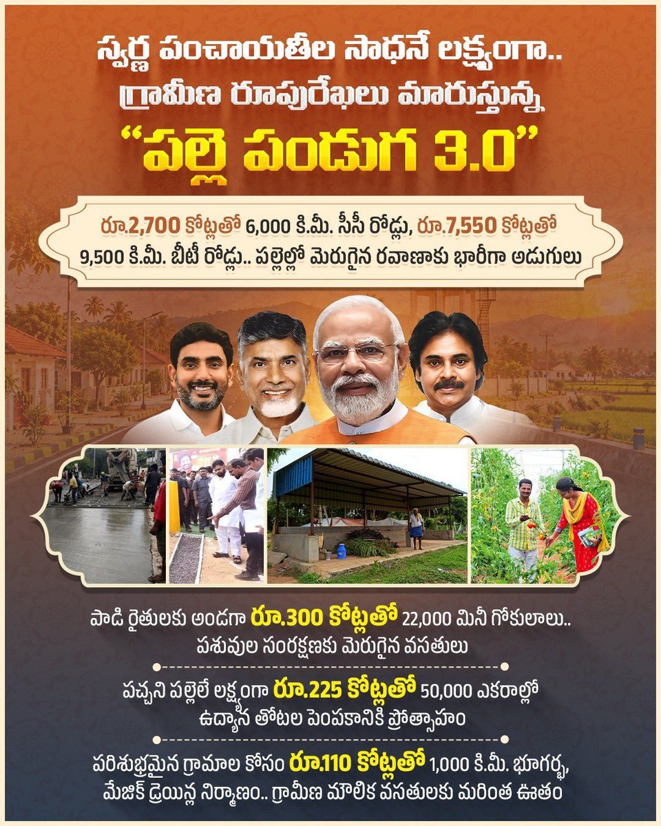 RavithejaGooty's tweet photo. స్వర్ణ పంచాయతీల సాధనే లక్ష్యంగా.. 
గ్రామీణ రూపురేఖలు మారుస్తున్న “పల్లె పండుగ 3.0”
#PallePanduga
#పల్లెపండుగ
#IdhiManchiPrabhutvam https://t.co/kfgKgd5kRS