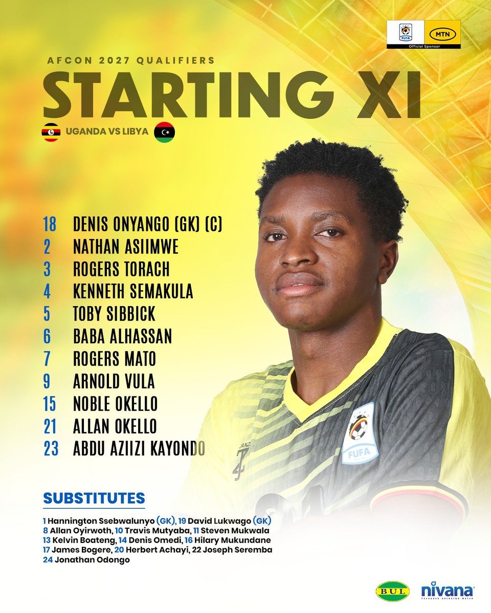 GovUganda's tweet photo. ๐๐๐ ๐๐๐๐๐๐๐๐ ๐๐๐๐๐๐
Just a few minutes to kick-off. The boys are ready to serve us some happinessโฆ and hopefully, serve our visitors a few goals with it.
Itโs about to get serious
#UGLBY https://t.co/SH9c2DyuON