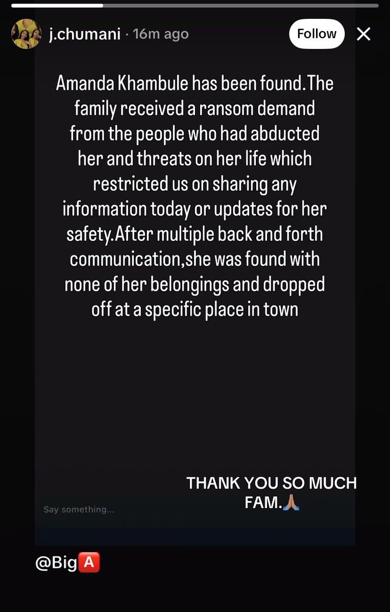 KayWaLeBhakaniy's tweet photo. Found Alive 🙏🏾🙏🏾🙏🏾 https://t.co/CKCHEO6d3v