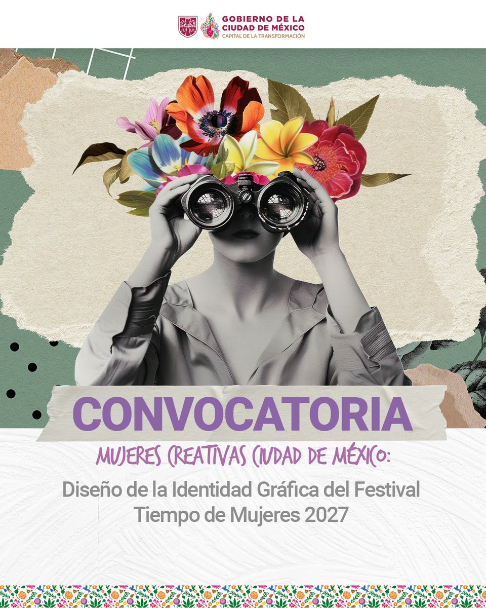 GobCDMX's tweet photo. #Convocatoria | 🎨 Si eres diseñadora, artista visual o ilustradora de la Ciudad de México, participa en la creación de la identidad gráfica del Festival “Tiempo de Mujeres 2027”. 👩🏻‍🎨✨

👉🏼 Consulta las bases y conoce todos los detalles en: https://t.co/yt2PlQDurc https://t.co/yvSYFaLI3h