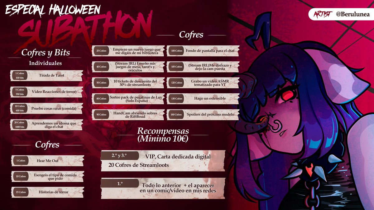 Srta_luyho's tweet photo. 👿 ESPECIAL HALLOWEEN 🤡

A partir del 24 de OCTUBRE a las 17:30

Empieza el especial donde haremos mi has cositas y tendréis muchas recompensas ,actividades incluso un mini sorteo de mech 🍻 💀

Que por cierto!! Si llegamos al extensible habrá una tabla aparte con más premios🍃 https://t.co/YwTFRqjCUo