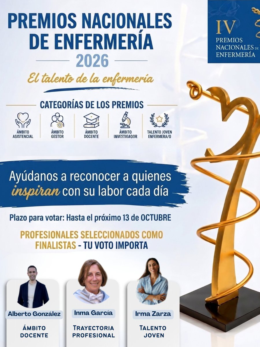 codegraes's tweet photo. ¡ABIERTO EL PLAZO DE VOTACIÓN! | IV Premios Nacionales de Enfermería

Tras vuestras propuestas, el jurado del Consejo General de Enfermería de España ha designado a los siguientes profesionales finalistas en sus respectivas categorías.

Si eres enfermera/o colegiado en España, ya puedes darles tu voto.

🗓️ Plazo abierto para votación: Hasta el 13 de octubre a las 12:00 h.

🔗https://t.co/0NZ6nLGTnj