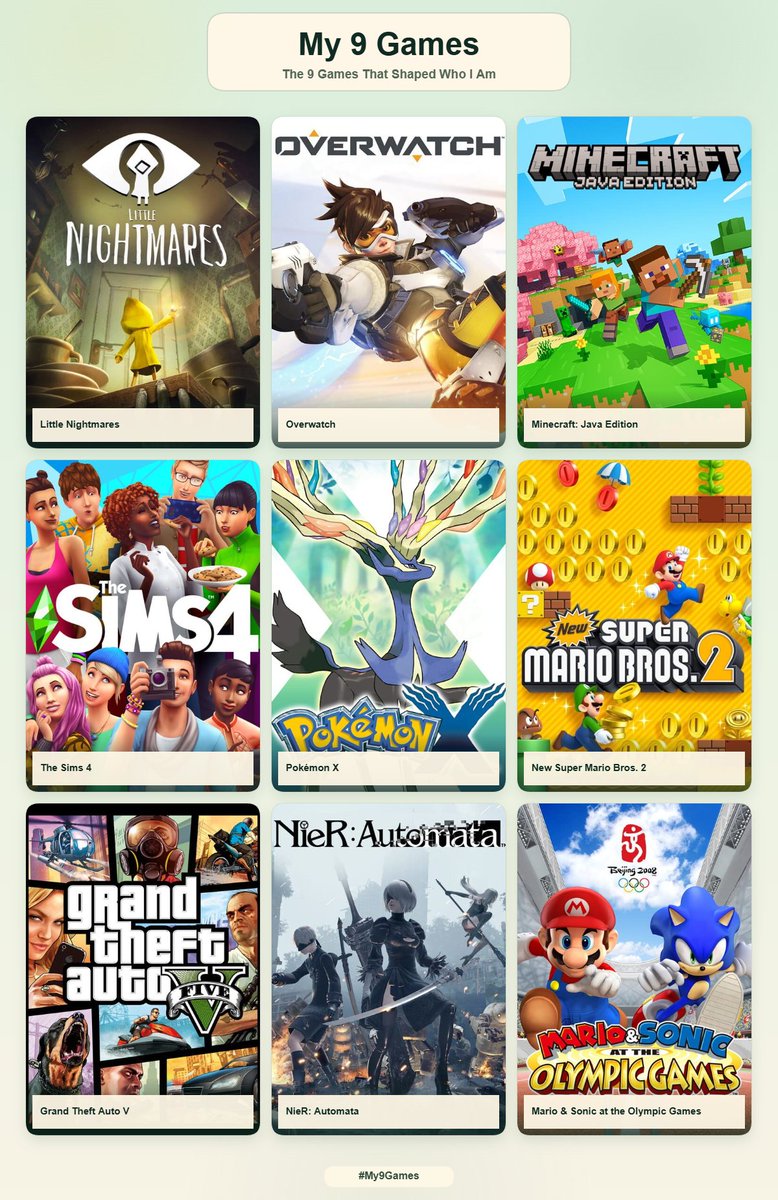 GhostlyNom's tweet photo. 9 games that shaped me :3 https://t.co/tlUmqPPTUV