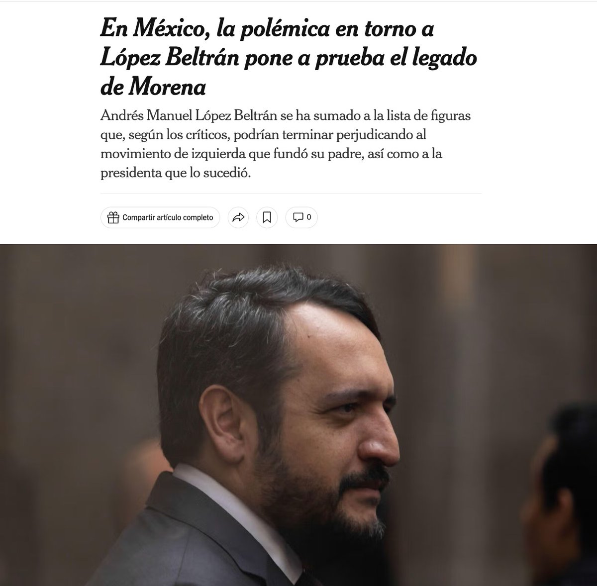 MLopezSanMartin's tweet photo. 🚨 Andy López Beltrán en la mira de EU  

Dos agencias de seguridad de EU analizan los vínculos del hijo de AMLO con el crimen organizado y el contrabando de combustible 

Revela hoy el diario @nytimes https://t.co/9JN6uxjTaH