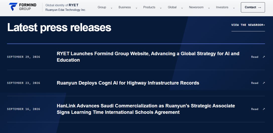 DigLazurusDig's tweet photo. $RYET IS BUILDING MORE THAN ONE GROWTH ENGINE.

FY2026 revenue reached $7.48M, Smart Campus contributed $5.72M, and YeeZo already landed an ~$880K deployment across 10 AI labs and 610 workstations.

Now RYET is also pushing Cogni AI, Malaysia partnerships, a U.S. pilot and Formind’s international expansion.

The setup to watch: can these new channels start stacking into recurring revenue?