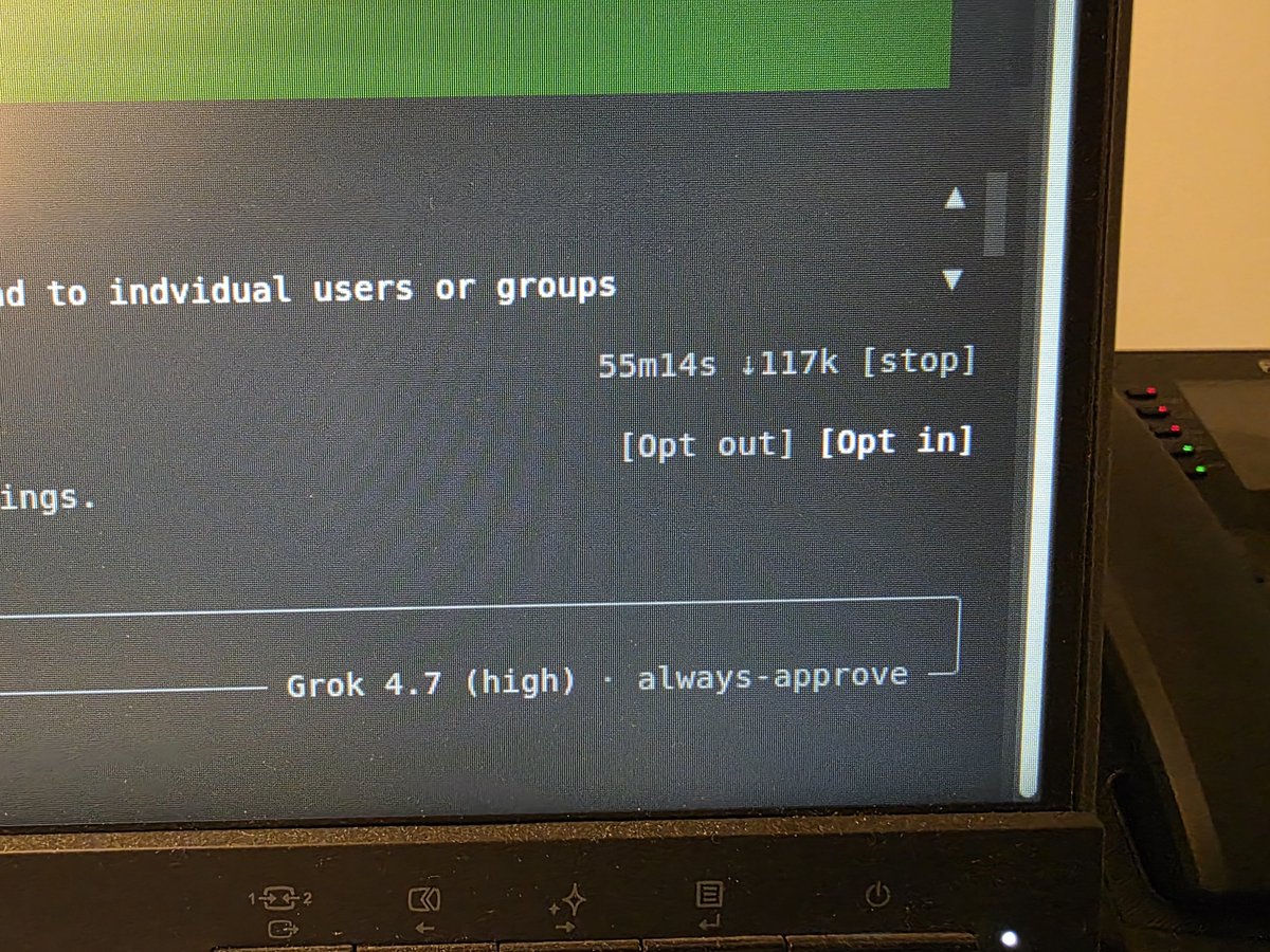 PitzKey's tweet photo. Pretty impressed with Grok 4.7 Build. https://t.co/yS3x7OsoJq