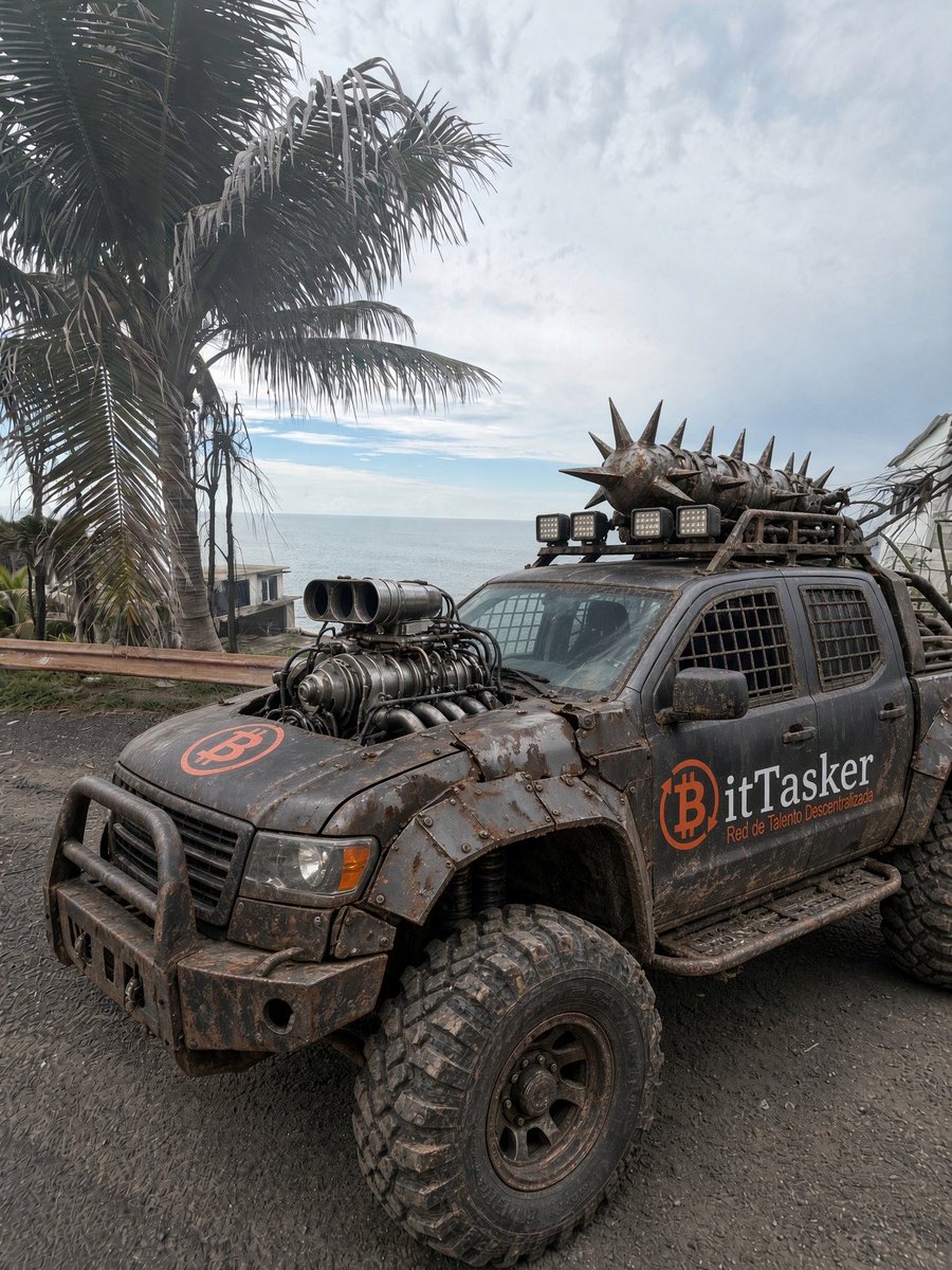 zackdorseyx's tweet photo. Good Morning El Salvador! 🇸🇻 

Filling up the tank on the @BitTaskerdotcom Deploymachine with bitcoin juice.. ⛽️🚌⚡️

@PierreValiente1 did a good job pimping it up as you see. 🔥

Feels perrrty cool to transmute crystallized digital energy to Mad Max sputter engine juices! 🔋🛢️

Self-sovereignty baby. And on another note—it’s time to end the war in Iran. And Ukraine! 🕊️

Drill baby drill.. 🌱