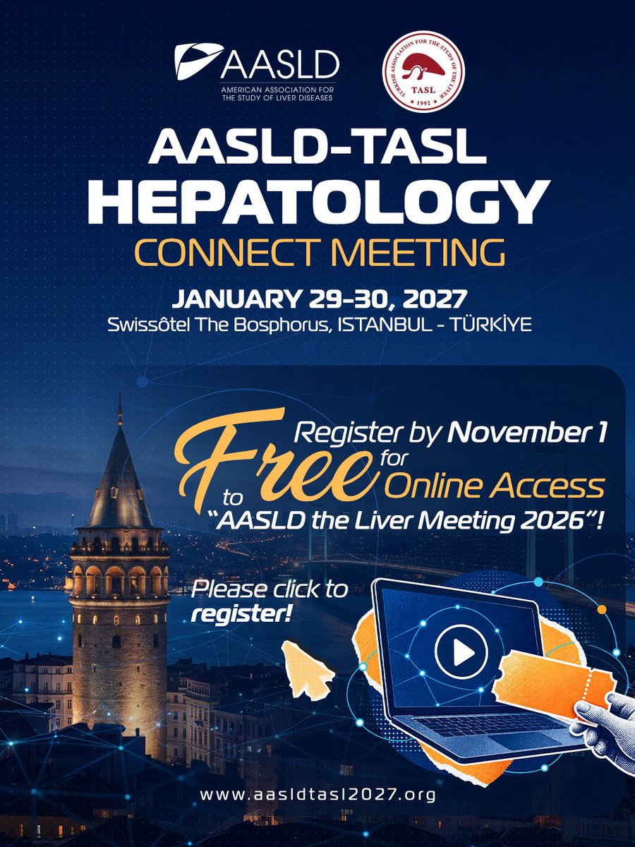 tkadorg's tweet photo. Join us for the AASLD–TASL Hepatology CONNECT Meeting 2027!

AASLD–TASL Hepatology CONNECT Meeting 2027 için İstanbul’da buluşuyoruz! https://t.co/PSrQvbDzp3