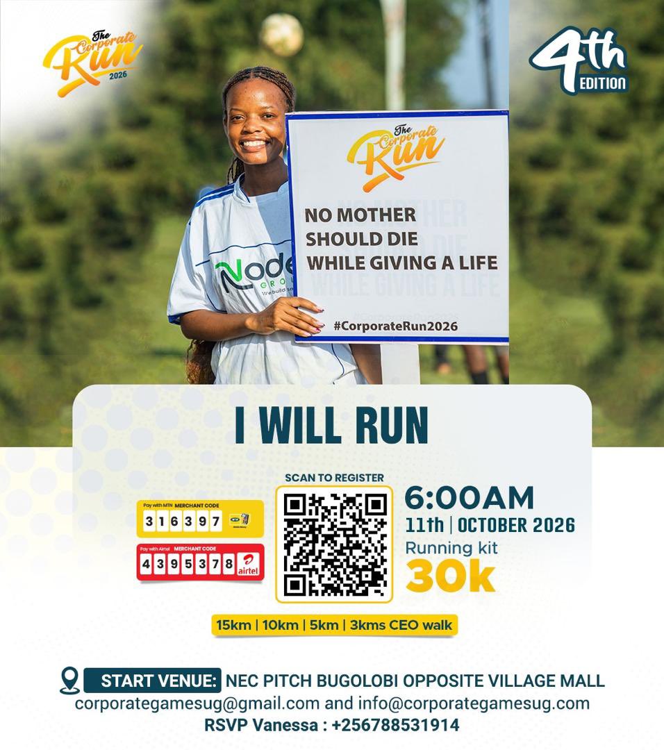 GalaxyTVUg's tweet photo. Expectant mothers set to benefit as medical teams gear up for massive Oct 11 race at NEC Pitch, Bugolobi. Each 30k kit buys a Mama Kit!
#TheCorporateRun2026 | #RunningforExpectantmothers https://t.co/LGe8ROQQU8