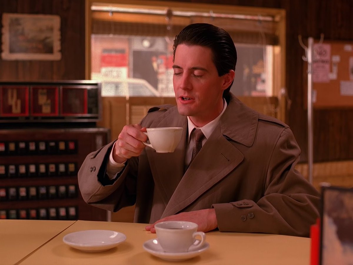 ThatsOurWaldo's tweet photo. Kyle MacLachlan releasing his memoir on National Coffee Day is basically canon ☕️ https://t.co/spRR84oNfB