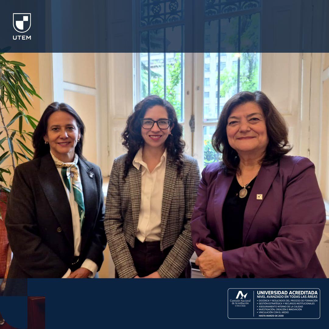 utem's tweet photo. #RepresentantesUTEM | Como parte de su agenda de conversaciones con integrantes del congreso de cara al presupuesto 2027, la rectora UTEM y presidenta de las @uestatales , @Mpdurans , se reunió con la diputada Gael Yeomans y con el diputado Benjamín Moreno Bascur. https://t.co/emBI7gUbVz