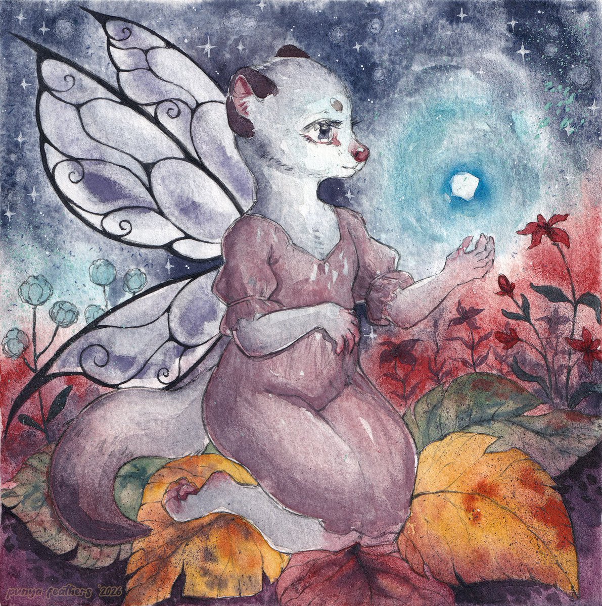 punyafeathers's tweet photo. Autumnal fairy stoat/ermine 🍂🍄‍🟫
Scanned original.

#traditionalart #furryart https://t.co/7Ri0jUMEk7