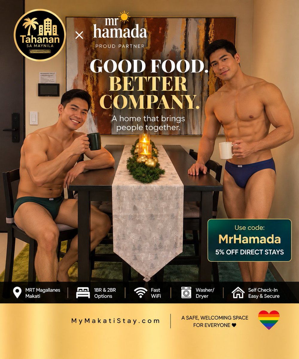 MakatiStay's tweet photo. Heading to Mr. Hamada 2026 Season 2 on October 3? Stay close to the city with 1BR & 2BR options, fast WiFi and easy self check-in.
Proud to partner with @Hamadasspa and @RainbowRoyalPh 
Use code MrHamada for 5% OFF direct stays at https://t.co/fdVhenwBaO
MRT Magallanes • 1BR & 2BR options • Fast WiFi • Washer/Dryer
#TahananSaMaynila #MrHamada #RainbowPH #MakatiStay #LGBTQFriendly #StayExploreBelong