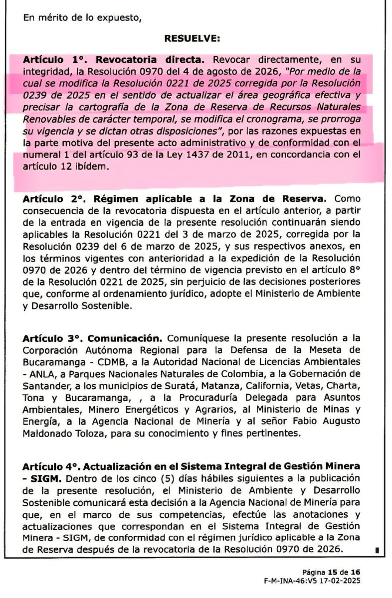 ckevingomez's tweet photo. ¡ATENCIÓN COLOMBIA! 🚨
El gobierno de Abelardo acaba de firmar la Resolución 1277 que tumba la prórroga que protegía al Páramo de Santurbán hasta 2029. Este es un traje a la medida para allanarle el camino a Aris Mining y revivir el proyecto de Megamineria archivado en 2020.

Esto es demasiado grave, se estária poniendo en riesgo el agua de 2.5 millones de personas en Santander y Norte de Santander afectando esta fábrica de agua para favorecer presuntamente negocios de los amigos del presidente ilegítimo. 

Este jueves iremos directamente a Santander a organizar una estrategia conjunta con las organizaciones del Páramo al rededor del agua y la defensa de la vida. No están solos.