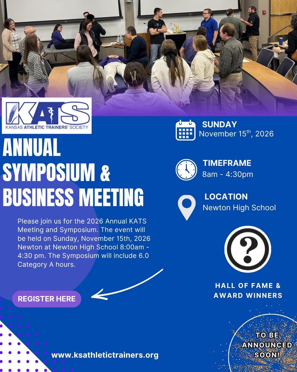 KansasATS's tweet photo. Registration is now open! See you November 15 for the KATS Annual Symposium and Business Meeting 

https://t.co/xLAi58zEs7 https://t.co/qtMa4LhcNF