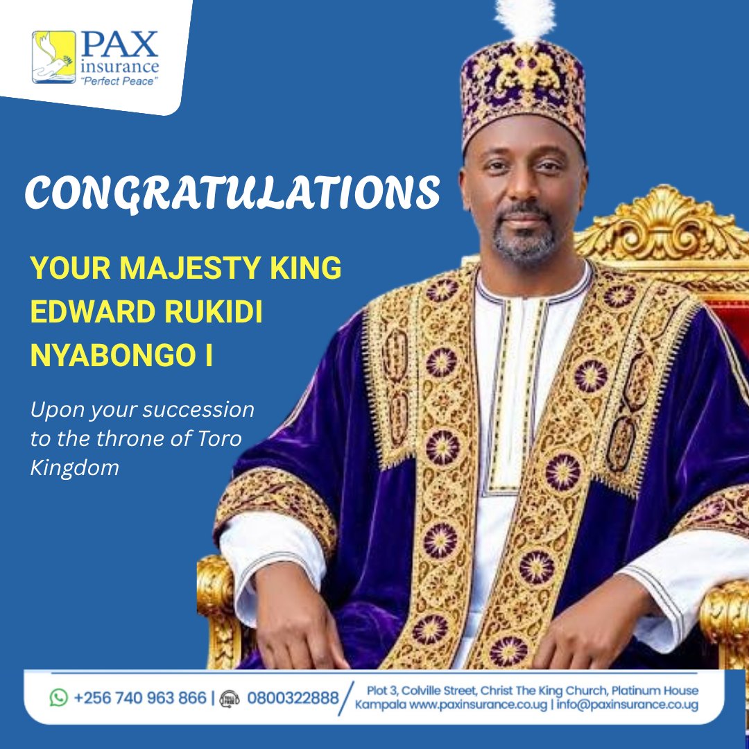 InsurancePax's tweet photo. Congratulations to His Majesty Edward Rukidi Nyabongo I, May the people of Tooro continue to thrive under your reign. https://t.co/EcBvI5CL9T