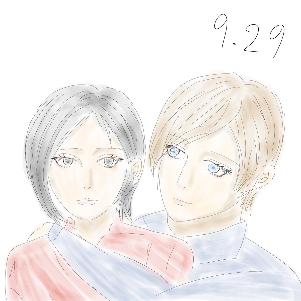 senga_hi's tweet photo. #Aeon Day! Happy anniversary! #ResidentEvilㅤ
#AdaWong #LeonKennedy
(Secretly crying for my drawing skills.... https://t.co/ioq7v1Z9fn