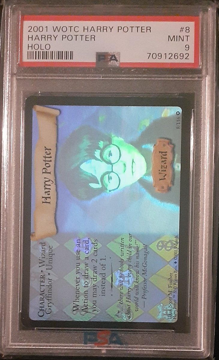 ibcollecting's tweet photo. @johnnydunn777 The grail Harry Potter card.  Still very undervalued.  Have a PSA 7,  3 PSA 8s, and this one. https://t.co/z3paNf0jE2