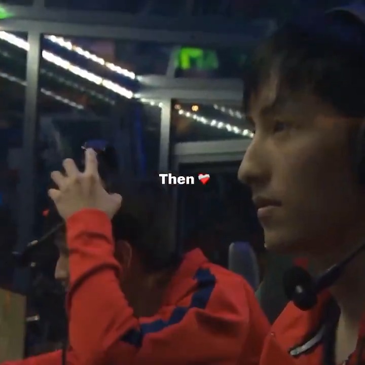 A young man in a red jacket is shown in profile, with text "Then 💌" overlaid on the image.