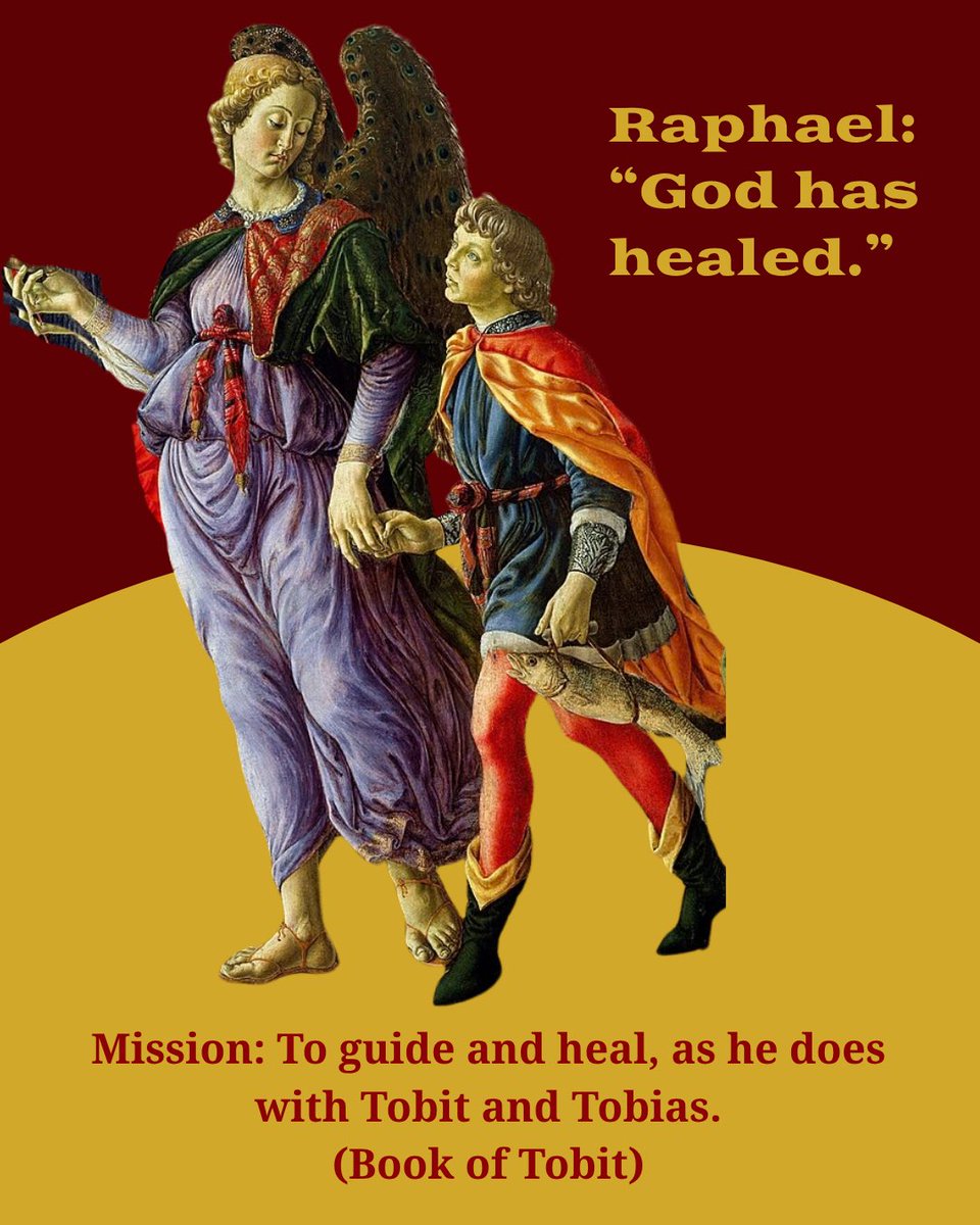 IgnatiusPress's tweet photo. 🪽Happy Feast of the Archangels Michael, Raphael &amp; Gabriel! We see in the Biblical accounts, that God ordained unique missions for them. Swipe ➡️ to read what Pope Benedict XVI says about their names. 

📖 Text from: “A Year of Daily Offerings” by Fr. James Kubucki, S.J. https://t.co/OtgfRqPYdI
